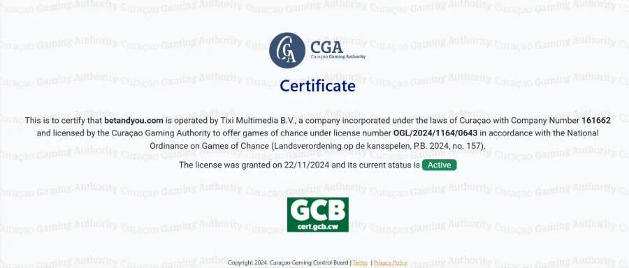 Die Glücksspiellizenz von BetandYou Casino